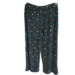 Coldwater Creek Wide Leg Flowy Cropped Pull-On Pants Multicolor Geometric Sz MP